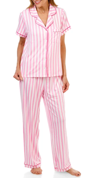 Thumbnail 1: Steve Madden Women's 2 Pc Soft Button Up Tie Waist Pajama Pants Set 