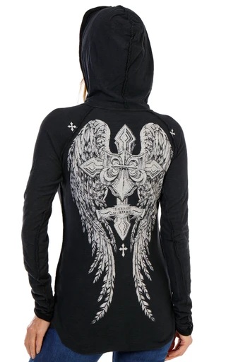Thumbnail 1: Affliction Juniors Button Down Graphic Hoodie 