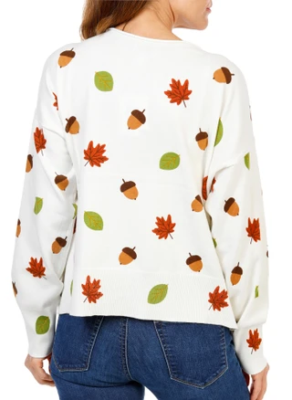 Thumbnail 2: Cece Women's Harvest Acorns & Leaves Sweater 