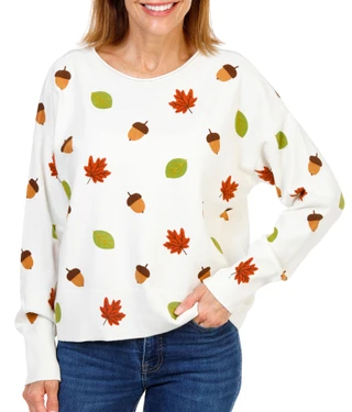 Thumbnail 1: Cece Women's Harvest Acorns & Leaves Sweater 