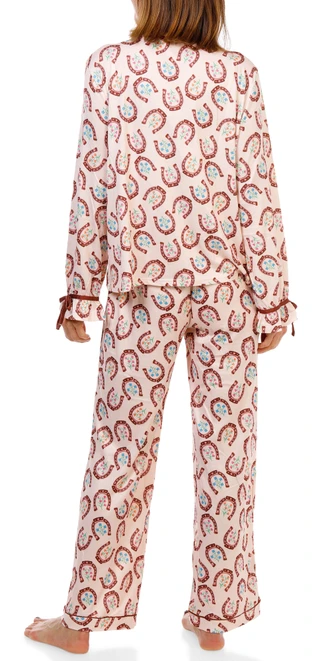 Thumbnail 3: Haute Dreamz Women's 2 Pc Horseshoes & Flowers Pajama Pants Set 