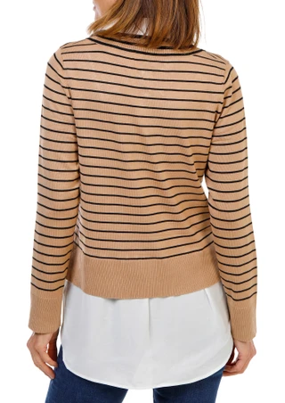 Thumbnail 2: RIO & RIAN Women's Collared V-Neck Twofer Sweater Top 