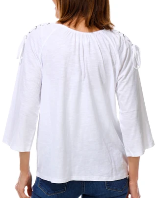 Thumbnail 2: Stella Parker Women's 3/4 Sleeve Off-the-Shoulder Top w/ Metal Rings 