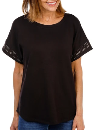 Thumbnail 1: BB Dakota Women's Studded Dolman Sleeve Crew Neck Top 