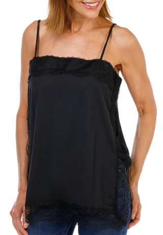 Thumbnail 1: Peach Women's Lace Trim Tank Top 