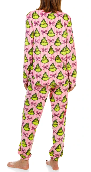 Thumbnail 2: Dr. Seuss Women's 2 Pc Christmas Grinch & Bows Pajama Pants Set 