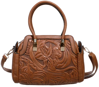 Thumbnail 1: Sage & Saddle Deep Embossed Triple Compartment Satchel with Strap 