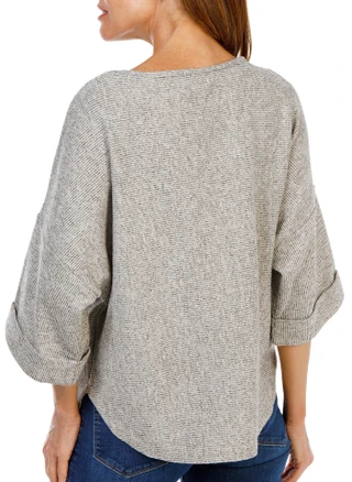 Thumbnail 2: MAX STUDIO Women's Petite 3/4 Sleeve Relaxed Fit Knit Top  