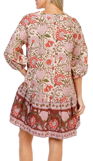 Thumbnail 2: FARMERS MARKET Women's 3/4 Sleeve Floral Print Peasant Style Dress  