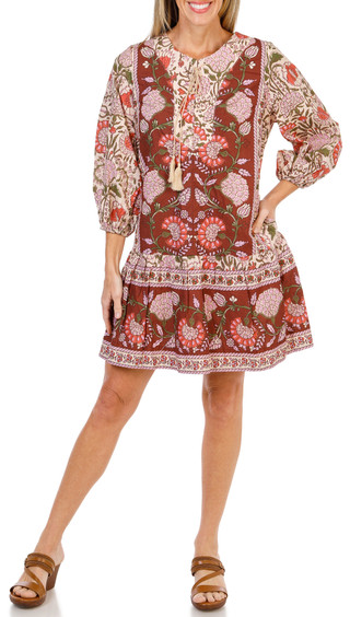Thumbnail 3: FARMERS MARKET Women's 3/4 Sleeve Floral Print Peasant Style Dress  