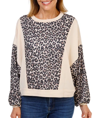 Thumbnail 1: DISCREET Women's Long Sleeve Printed Pullover Top 