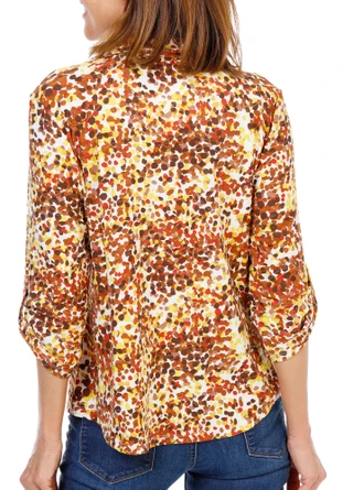 Thumbnail 2: Emily Daniels Women's 3/4 Sleeve Printed Double Pocket Henley Top 