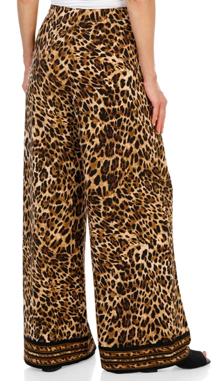Thumbnail 2: Nicole Miller Women's Leopard Print Pull-On Wide Leg Pants 