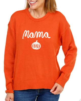 Thumbnail 1: Magical Season Women's Harvest Mama & Pumpkin Soutache Sweater 