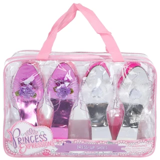 Thumbnail 1: Princess Expressions 4 Pk Princess Dress-Up Shoes in Zippered Carry Case 