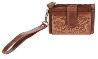 Thumbnail 1: American Bison Genuine Leather RFID Card & ID Wristlet with Zippered Pouch 