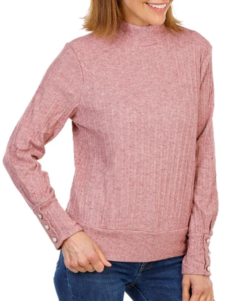 Thumbnail 1: Parallel Skies Women's Long Sleeve Mock Neck Cable Top 