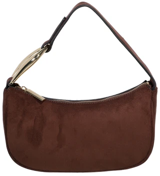 Thumbnail 1: BCBG Generation Suede Handbag with Gold Handle Detail 