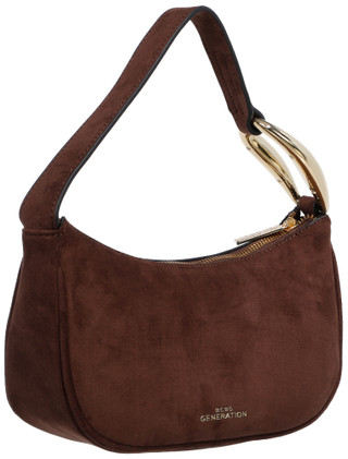 Thumbnail 2: BCBG Generation Suede Handbag with Gold Handle Detail 