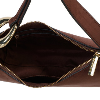 Thumbnail 3: BCBG Generation Suede Handbag with Gold Handle Detail 