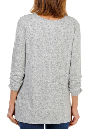 Thumbnail 2: Corvia Women's 3/4 Sleeve Hacci Button Neck Top 