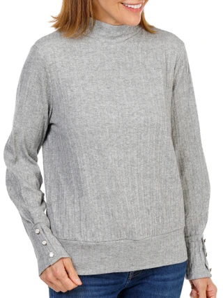 Thumbnail 1: Parallel Skies Women's Long Sleeve Mock Neck Cable Top 