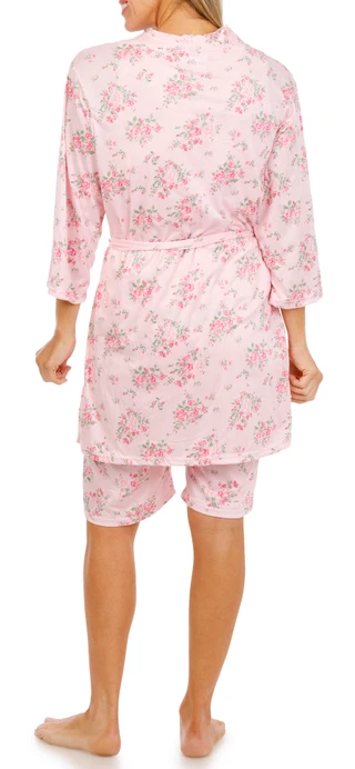 Thumbnail 4: Catherine Malandrino Women's 3 Pk Robe Bermuda Short Sleep Set 