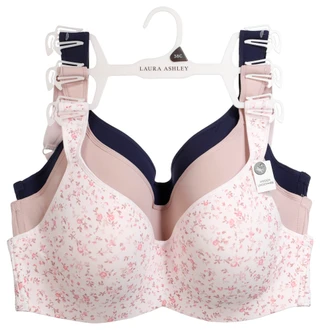 Thumbnail 1: Laura Ashley Women's 3-Pk Hidden Wire Molded Bras 