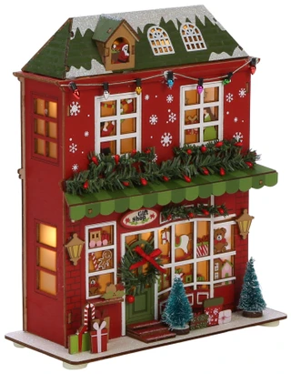 Thumbnail 1: Magical Season 9.5 In LED Light Up Wooden Christmas Gift Shop Decor  