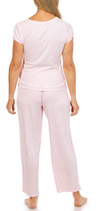 Thumbnail 3: Laura Ashley Women's Short Sleeve Wide Crop Pant Sleep Set 