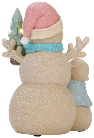 Thumbnail 2: Brighten the Season 7.7 In Resin Sand Christmas Coastal Snowmen LED Decor  