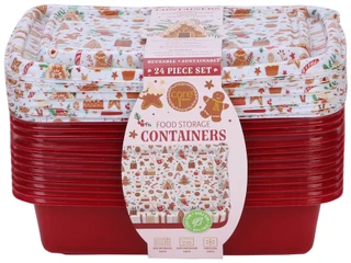 Thumbnail 1: CORE KITCHEN 24 Pc Christmas Gingerbread Food Storage Containers Set 