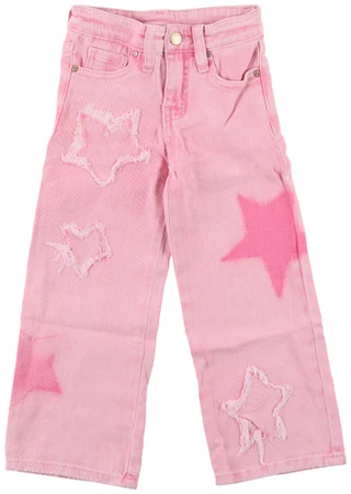 Thumbnail 1: YMI Little Girls Wide Leg Star Denim Jeans 