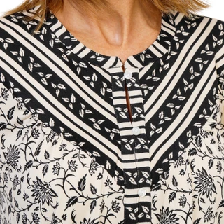 Thumbnail 2: BOBEAU Women's Long Sleeve Mixed Print Button Up Top 