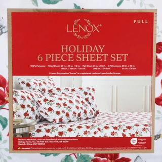 Thumbnail 2: Lenox 6 Pc Holiday Poinsettia Butterfly Full Sheet Set  