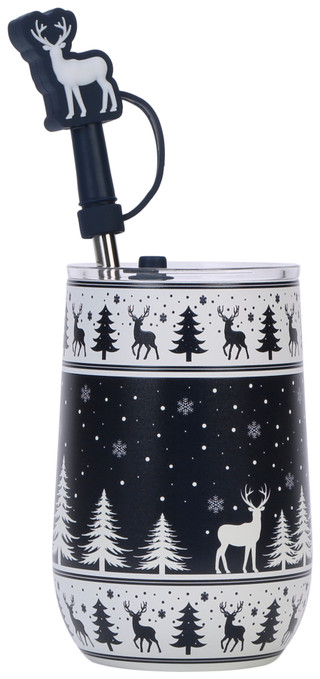 Thumbnail 2: Home Essentials 13 oz Reindeer Stemless Sipper 
