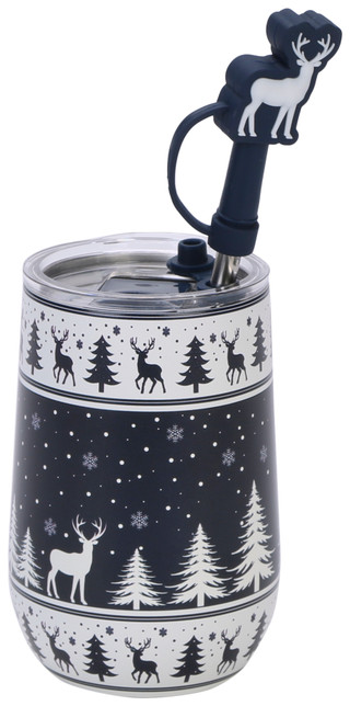 Thumbnail 1: Home Essentials 13 oz Reindeer Stemless Sipper 