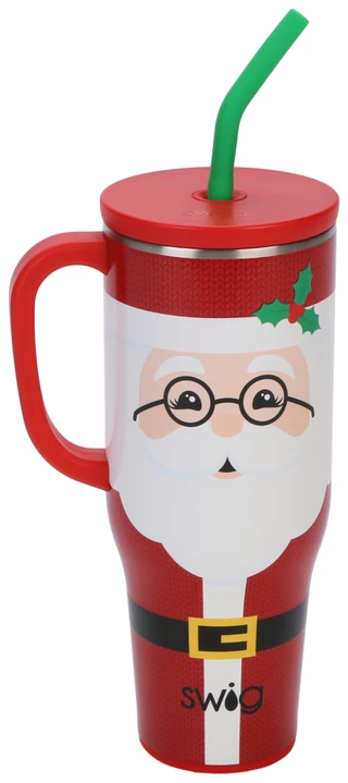 Thumbnail 1: Swig 40 oz Christmas Santa Stainless Steel Mega Mug   