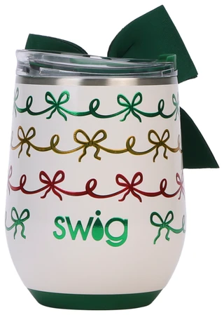 Thumbnail 2: Swig 12 oz Christmas Bow Insulated Stainless Steel Stemless Cup 