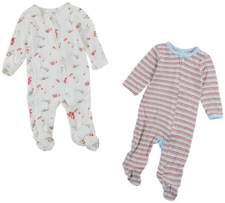 Thumbnail 1: SHABBY CHIC 2 Pk Baby Long Sleeve Two Way Zipper Footie Pajamas  