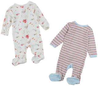 Thumbnail 2: SHABBY CHIC 2 Pk Baby Long Sleeve Two Way Zipper Footie Pajamas  