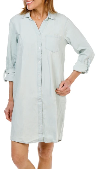 Thumbnail 1: Thread & Supply Women's Roll Tab Sleeve Shirt Dress 