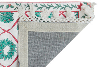 Thumbnail 2: Bells & Mistletoe 20x60 Christmas Vintage Holly Branch Accent Rug 