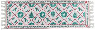 Thumbnail 1: Bells & Mistletoe 20x60 Christmas Vintage Holly Branch Accent Rug 