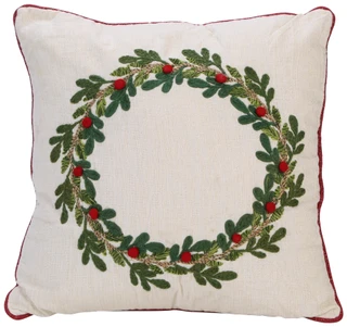 Thumbnail 1: Happy Holidays 20x20 Christmas Wreath Decorative Pillow  