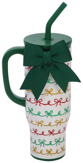 Thumbnail 1: Swig 30 oz Christmas Bows Insulated Stainless Steel Mega Mug 