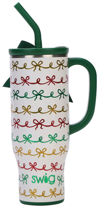 Thumbnail 2: Swig 30 oz Christmas Bows Insulated Stainless Steel Mega Mug 