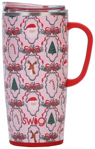 Thumbnail 2: Swig 22 oz Christmas Cameos Travel Mug  