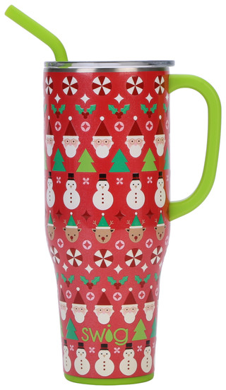 Thumbnail 2: Swig 40 oz Christmas Tree Santa Stainless Steel Mega Mug   
