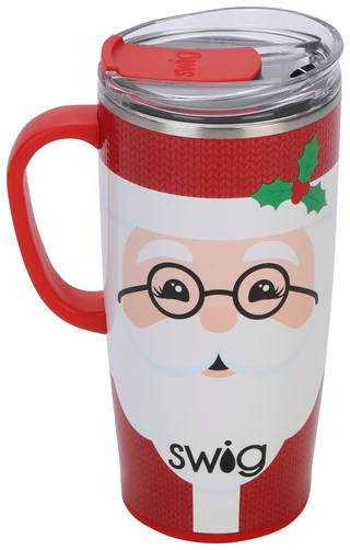 Thumbnail 1: Swig 22 oz Christmas Santa Stainless Steel Travel Mug  